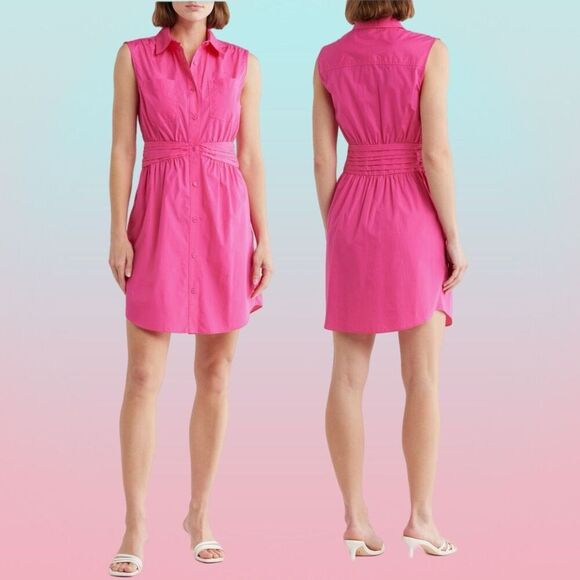NWT Derek Lam 10 Crosby “Cora” sleeveless shirt dress in Magenta Size 8
